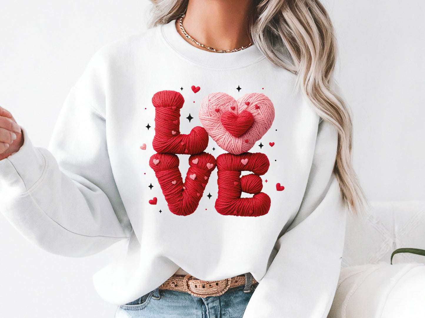 Faux Yarn Crochet Love Valentine PNG Sublimation