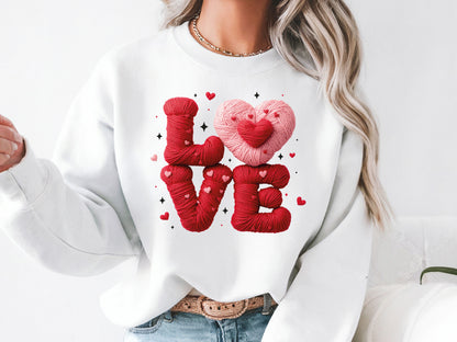 Faux Yarn Crochet Love Valentine PNG Sublimation