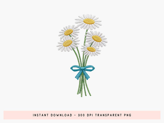 Faux Yarn Daisy Bouquet Sublimation Design
