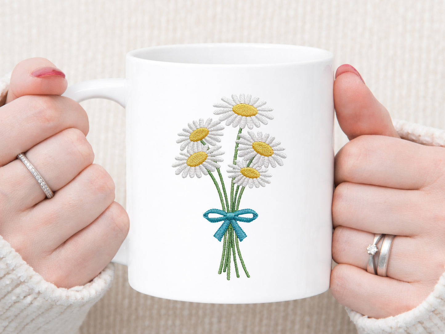 Faux Yarn Daisy Bouquet Sublimation Design