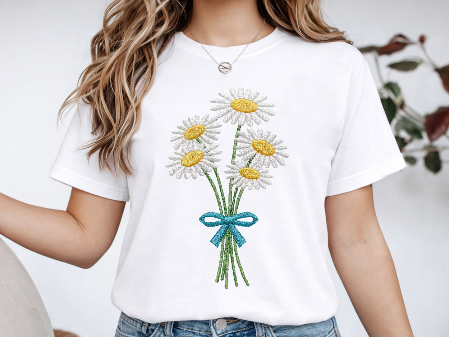 Faux Yarn Daisy Bouquet Sublimation Design