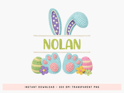 Faux Yarn Easter Bunny Name Monogram PNG