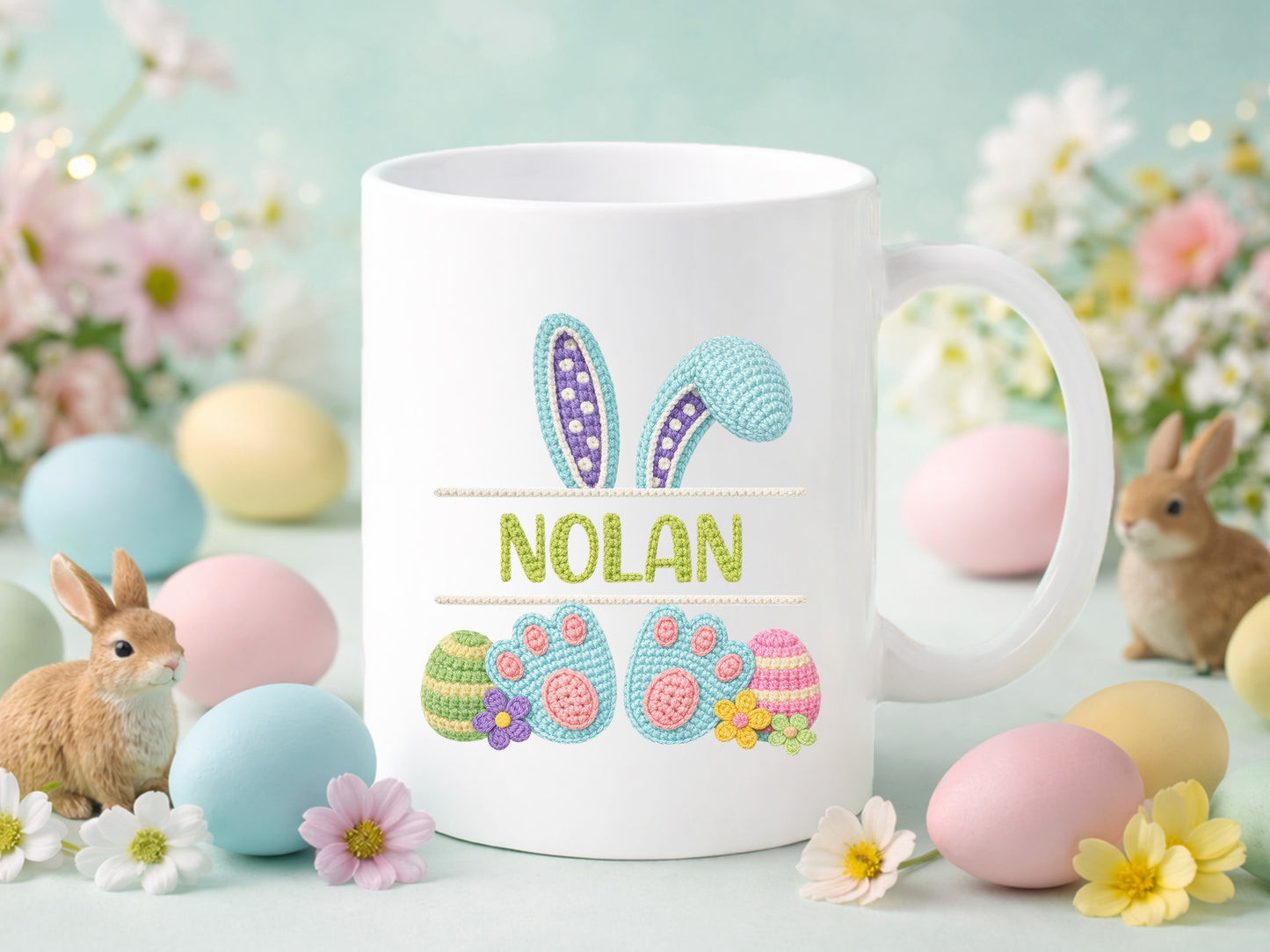Faux Yarn Easter Bunny Name Monogram PNG