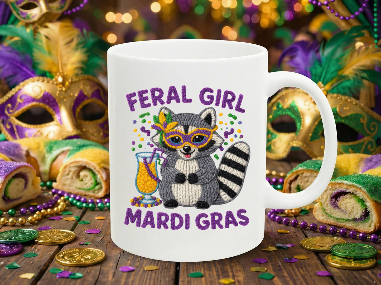 Faux Yarn Feral Girl Mardi Gras Sublimation