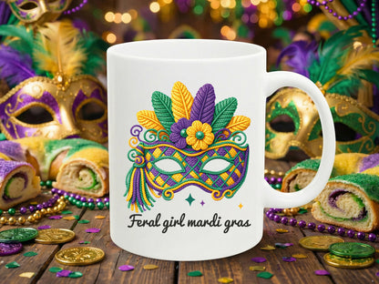 Faux Yarn Feral Girl Mardi Gras Sublimation Print