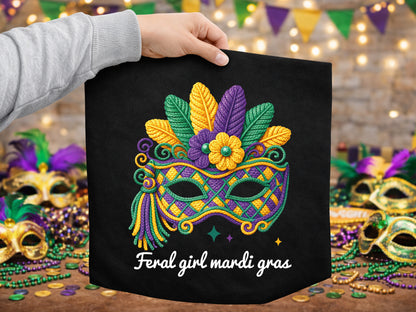 Faux Yarn Feral Girl Mardi Gras Sublimation Print