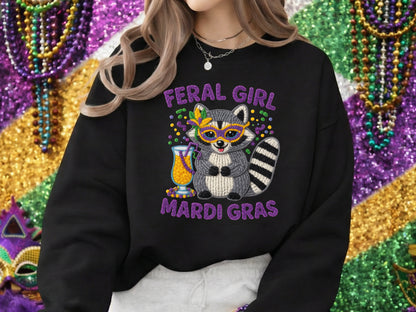Faux Yarn Feral Girl Mardi Gras Sublimation