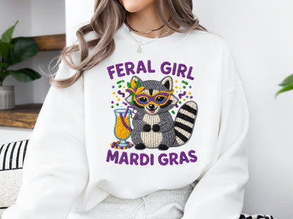 Faux Yarn Feral Girl Mardi Gras Sublimation