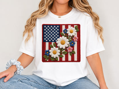 Faux Yarn Floral 4th of July PNG Clipart