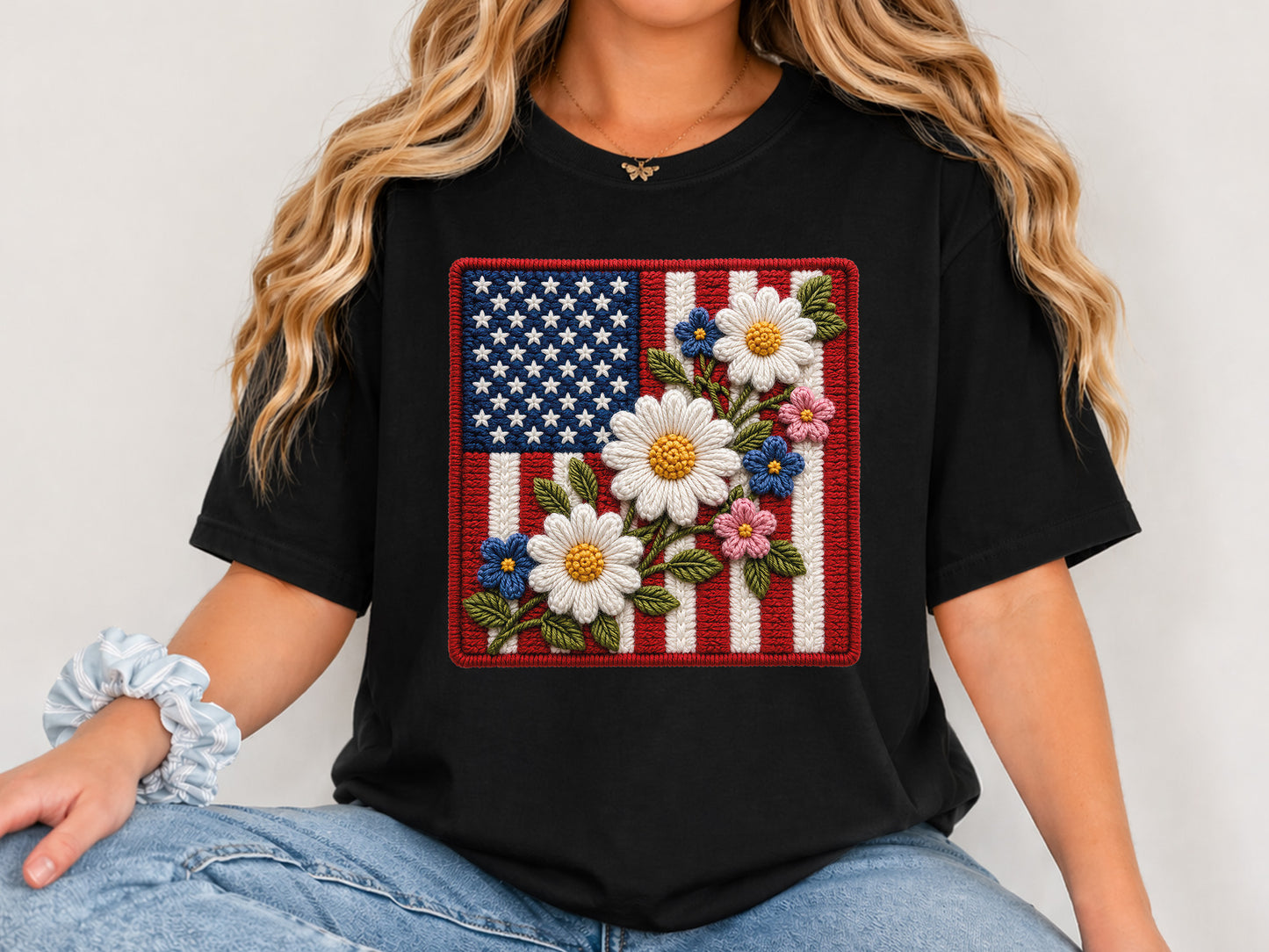 Faux Yarn Floral 4th of July PNG Clipart