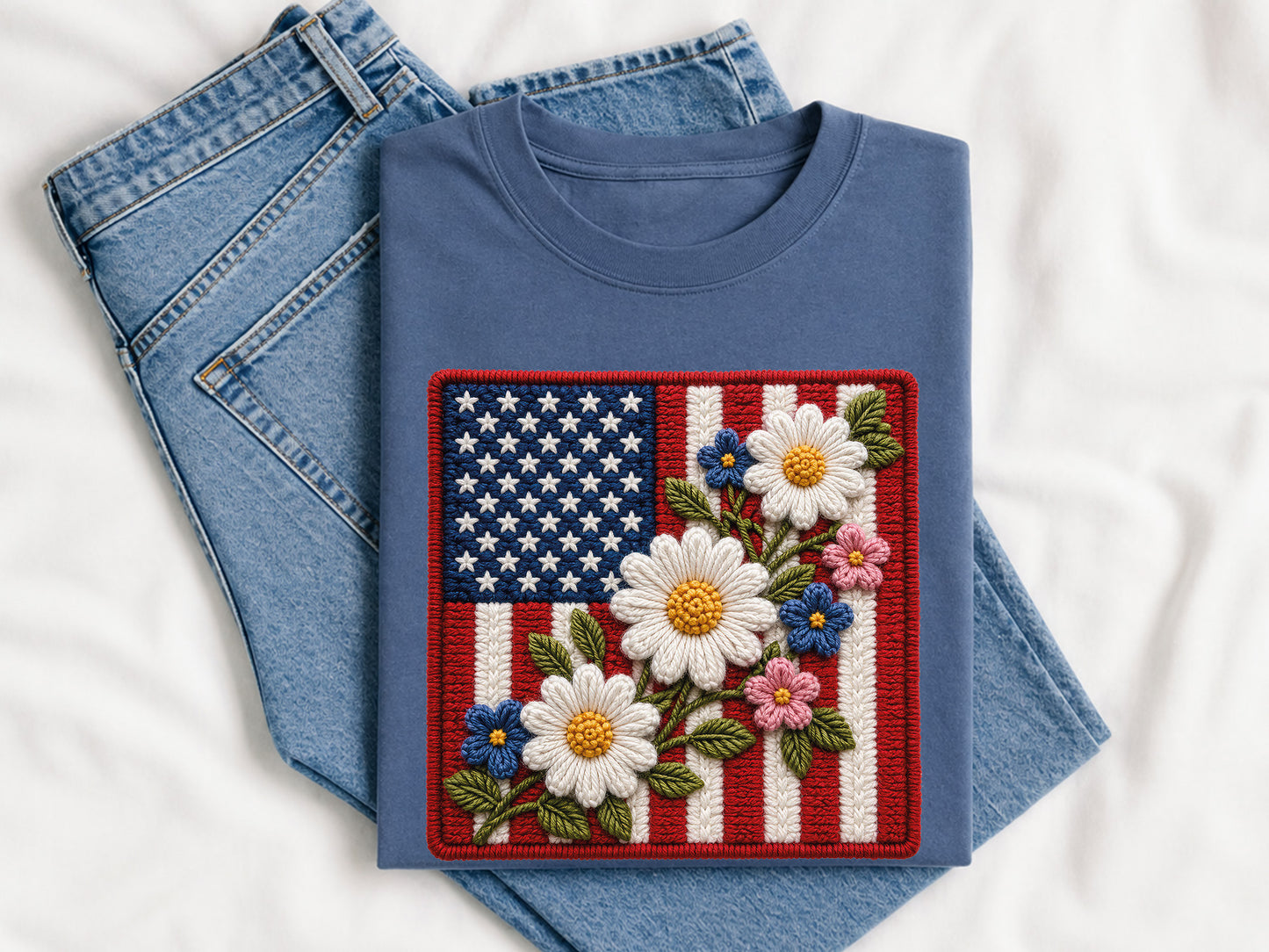 Faux Yarn Floral 4th of July PNG Clipart