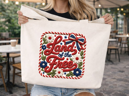 Faux Yarn Floral Coquette 4th of July PNG