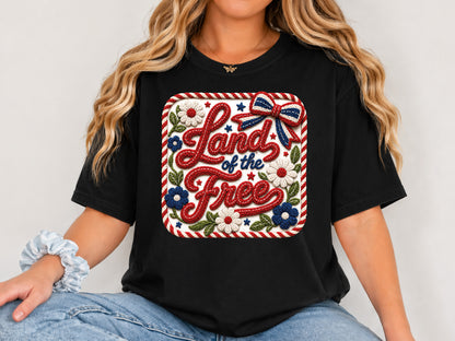 Faux Yarn Floral Coquette 4th of July PNG