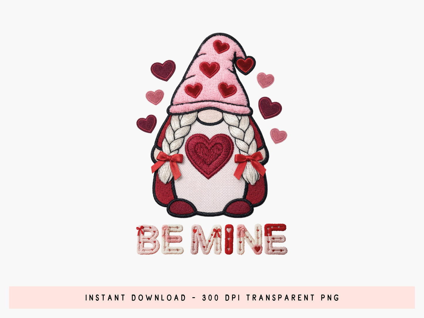 Faux Yarn Gnome Be Mine Valentine Sublimation