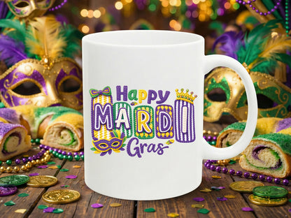 Faux Yarn Happy Mardi Gras Sublimation Design