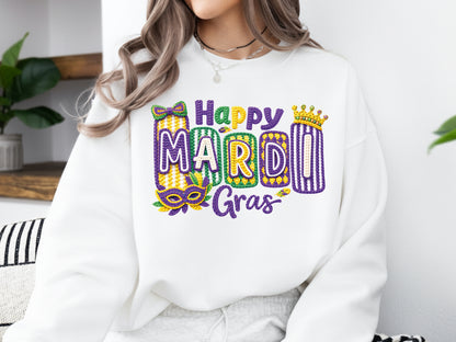 Faux Yarn Happy Mardi Gras Sublimation Design