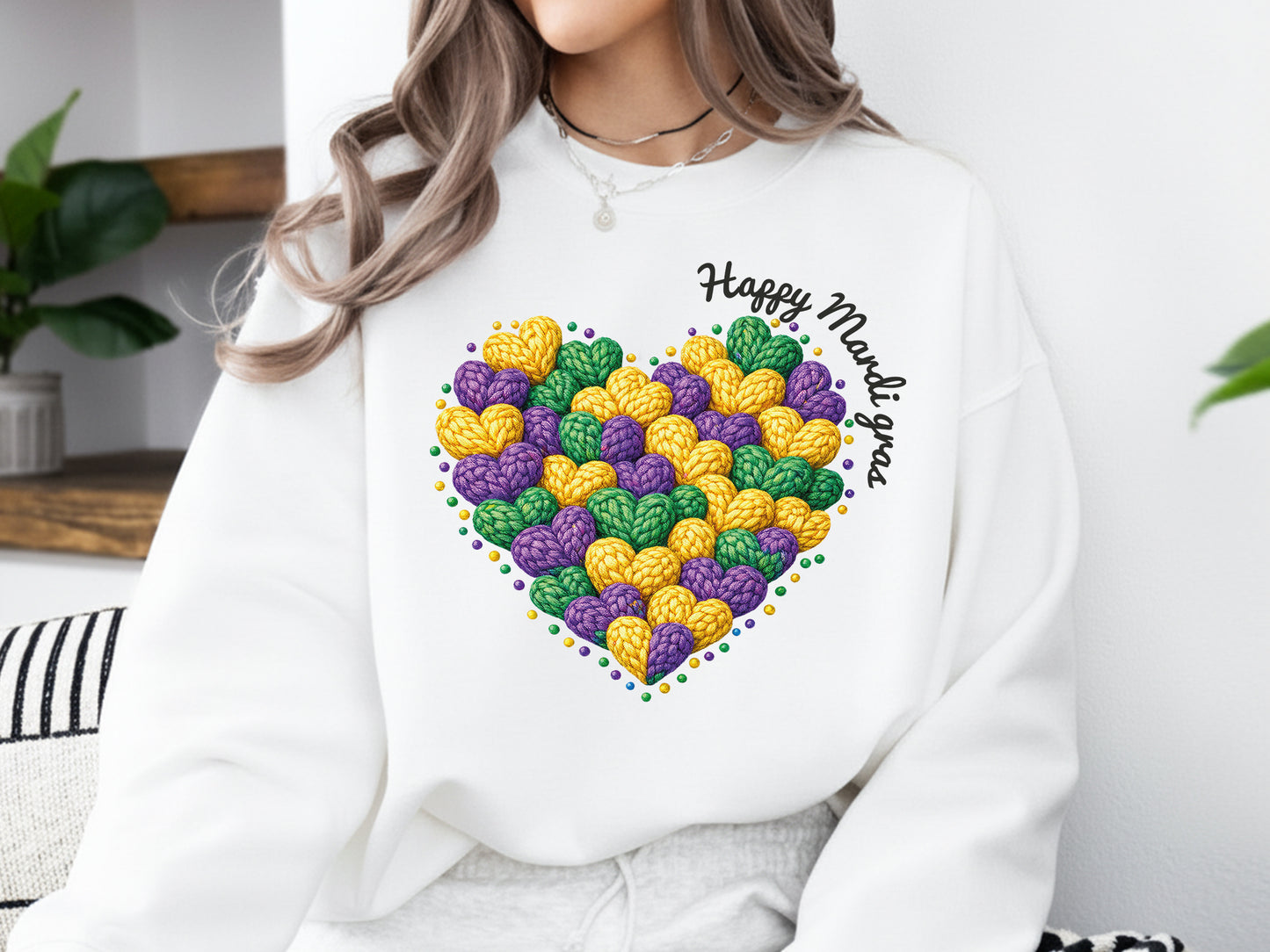 Faux Yarn Happy Mardi Gras Sublimation Print