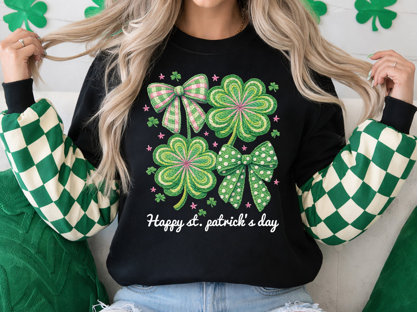 Faux Yarn Happy St Patrick's Day Sublimation PNG