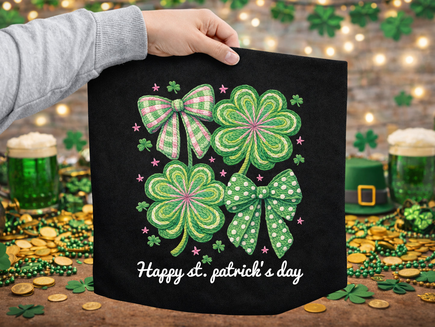 Faux Yarn Happy St Patrick's Day Sublimation PNG