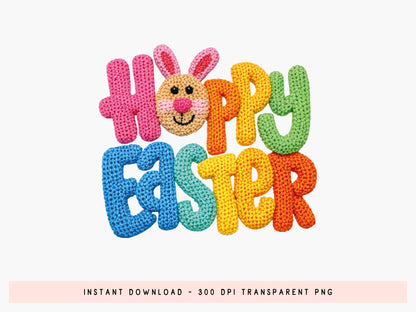 Faux Yarn Hoppy Easter Sublimation PNG