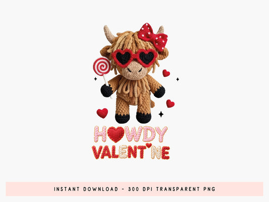 Faux Yarn Howdy Valentine Sublimation Design