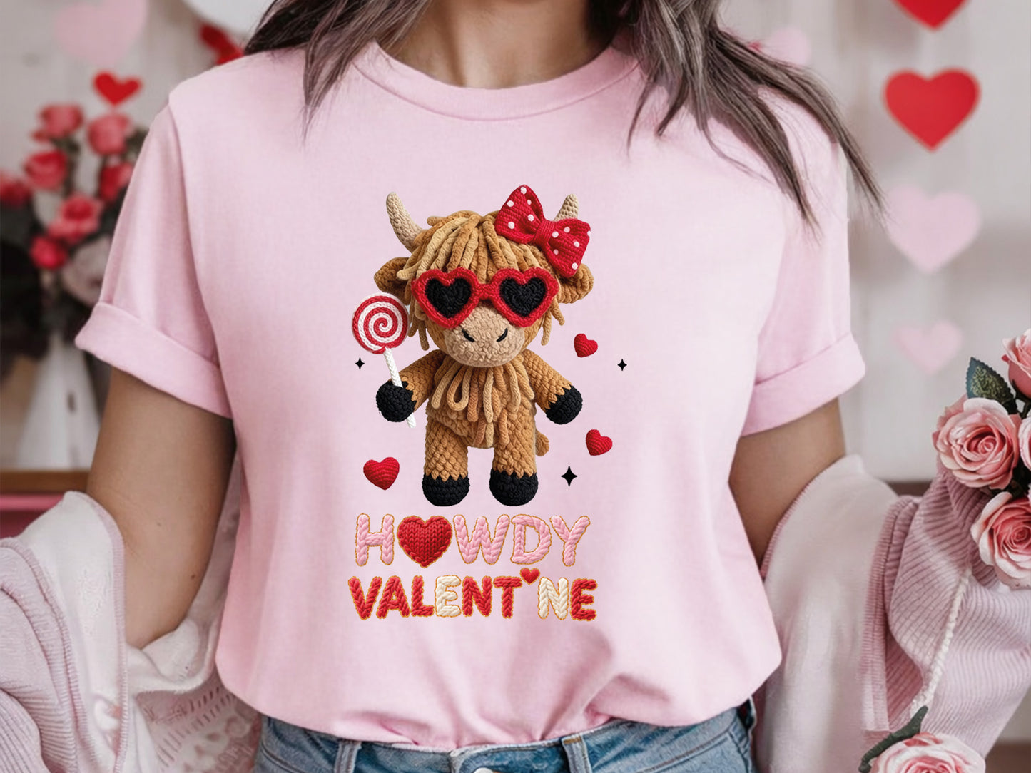 Faux Yarn Howdy Valentine Sublimation Design