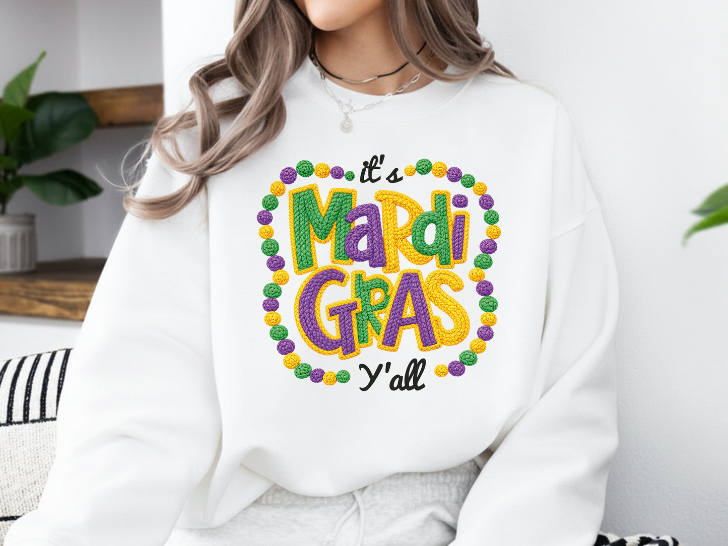 Faux Yarn It's Mardi Gras Y'all Sublimation PNG