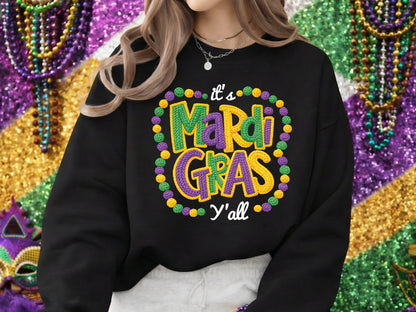 Faux Yarn It's Mardi Gras Y'all Sublimation PNG