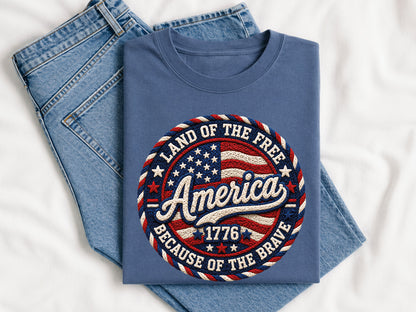 Faux Yarn Land of the Free Sublimation PNG
