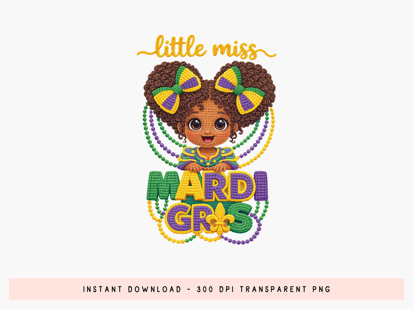Faux Yarn Little Miss Mardi Gras Sublimation