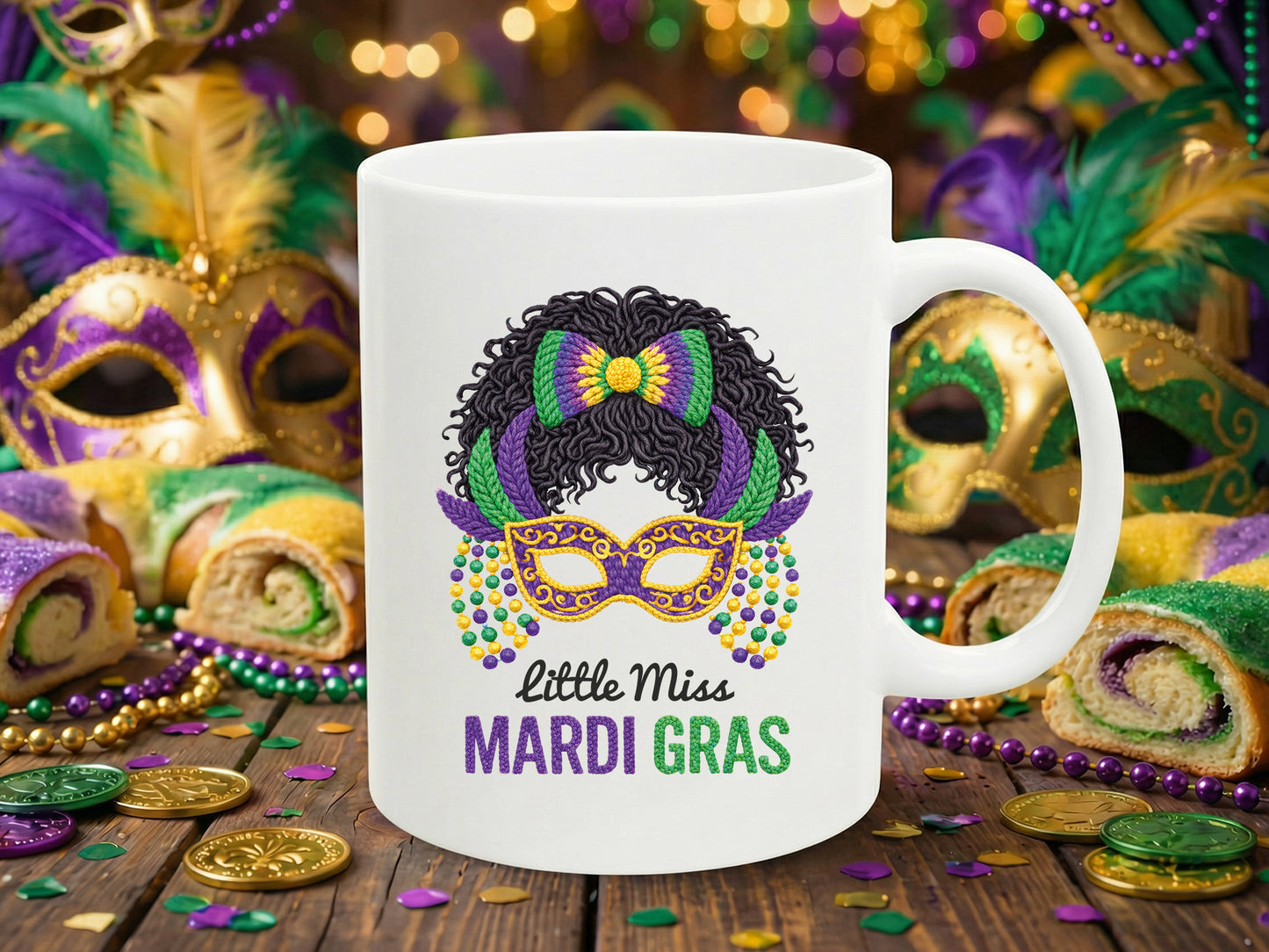 Faux Yarn Little Miss Mardi Gras Sublimation PNG
