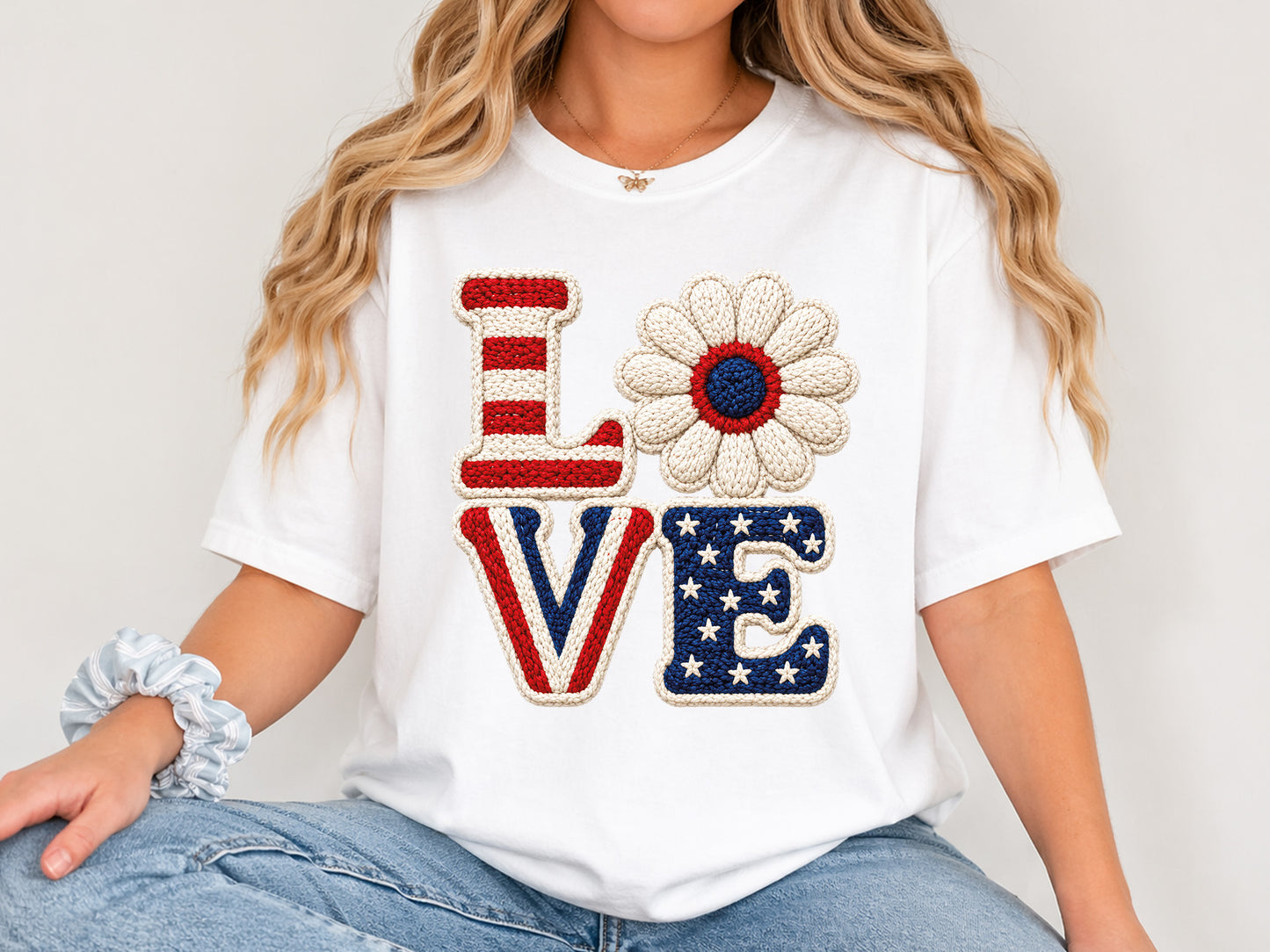 Faux Yarn Love 4th of July Sublimation PNG