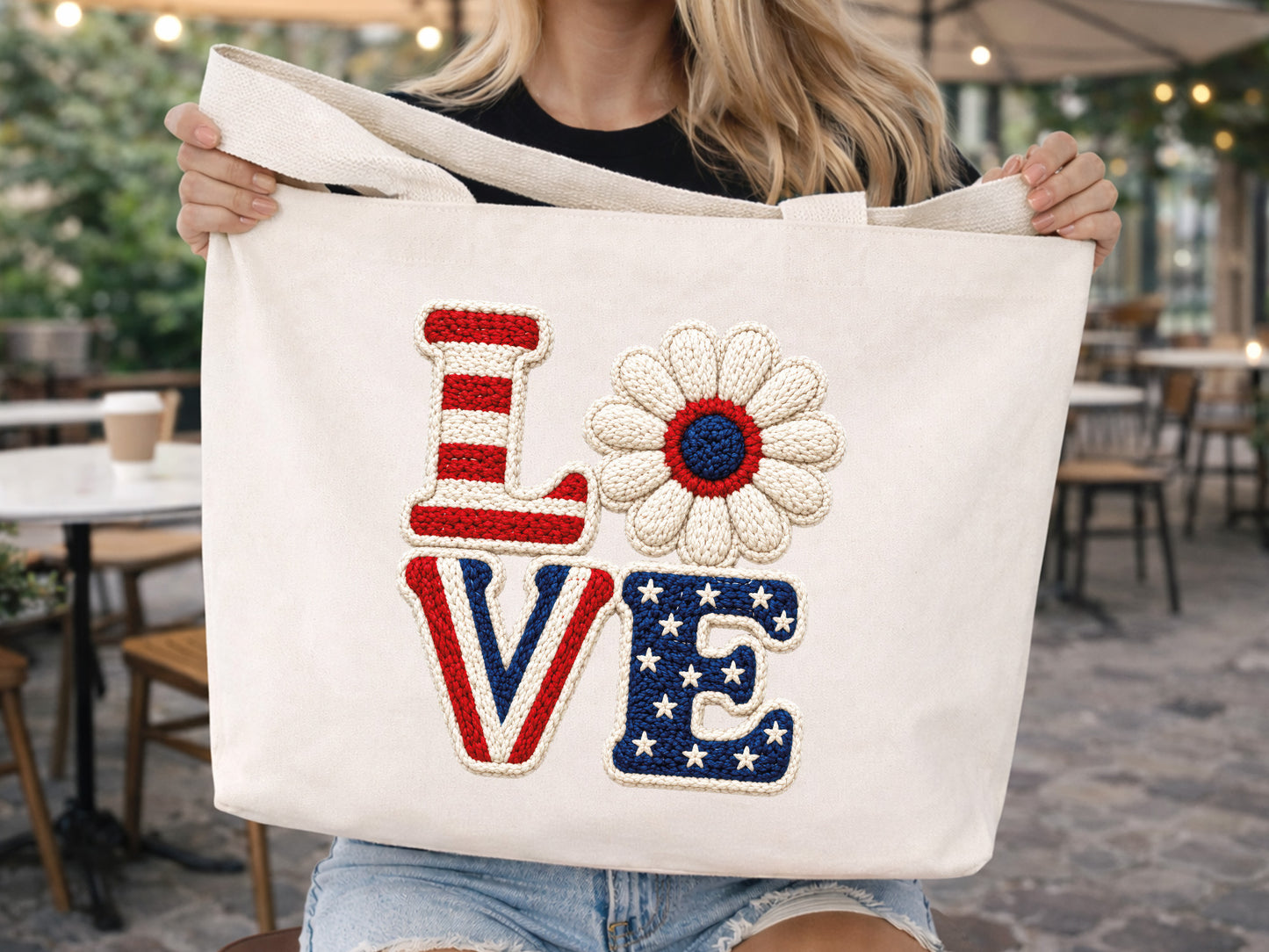 Faux Yarn Love 4th of July Sublimation PNG