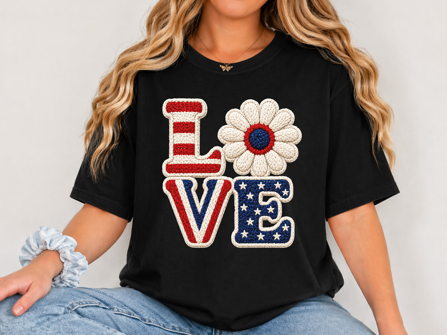 Faux Yarn Love 4th of July Sublimation PNG