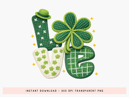 Faux Yarn Love St Patrick's Day PNG Sublimation