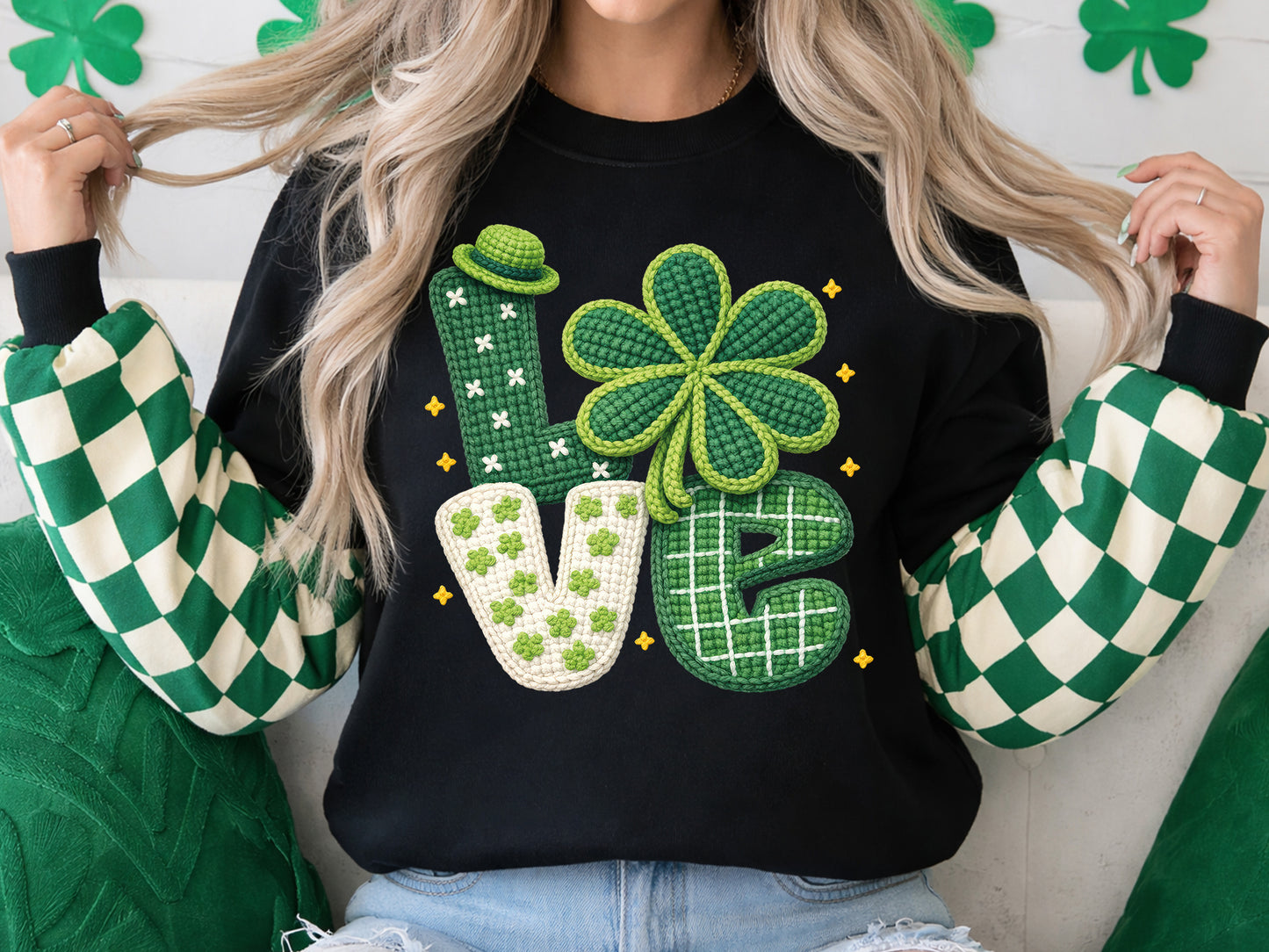 Faux Yarn Love St Patrick's Day PNG Sublimation