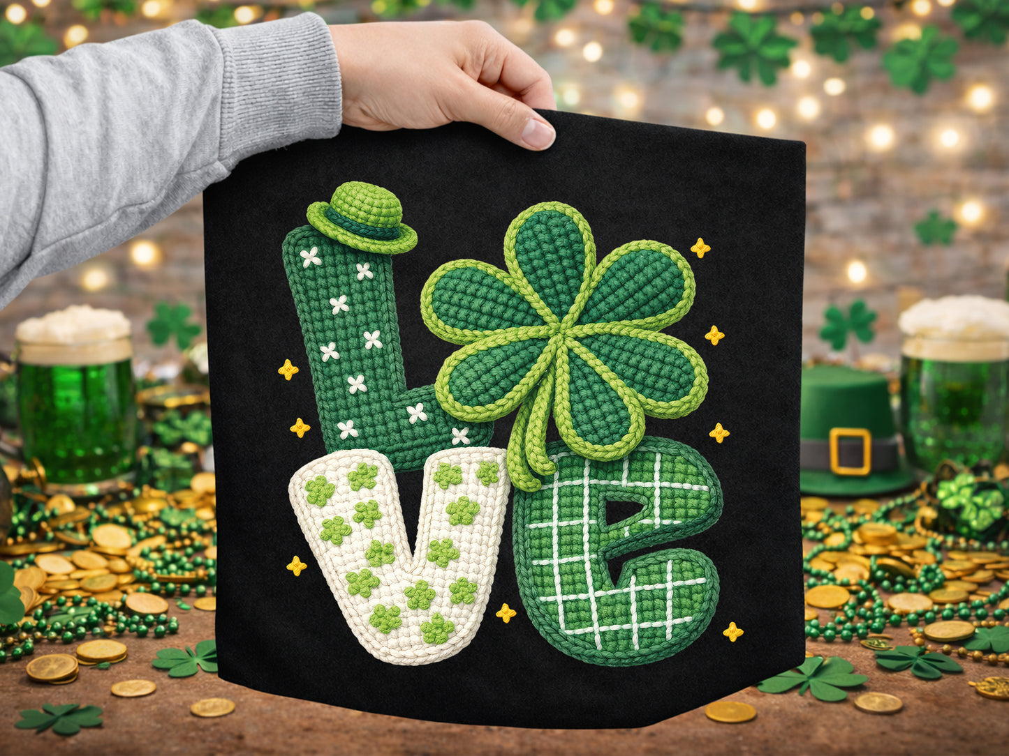 Faux Yarn Love St Patrick's Day PNG Sublimation
