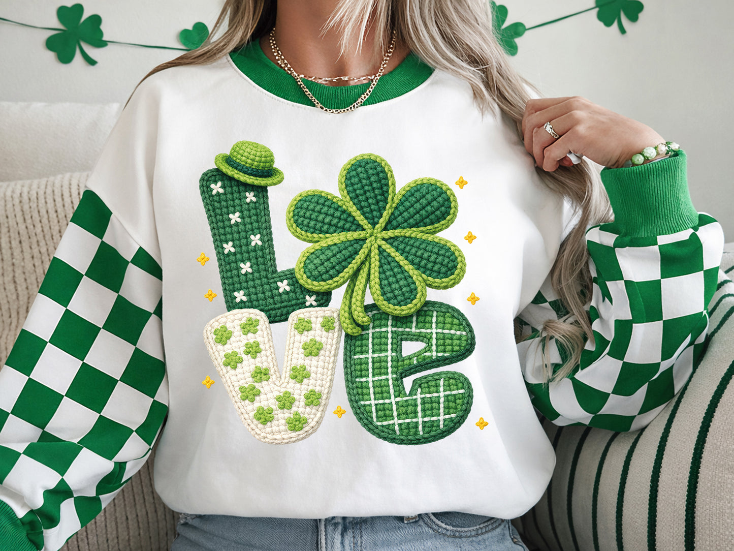 Faux Yarn Love St Patrick's Day PNG Sublimation