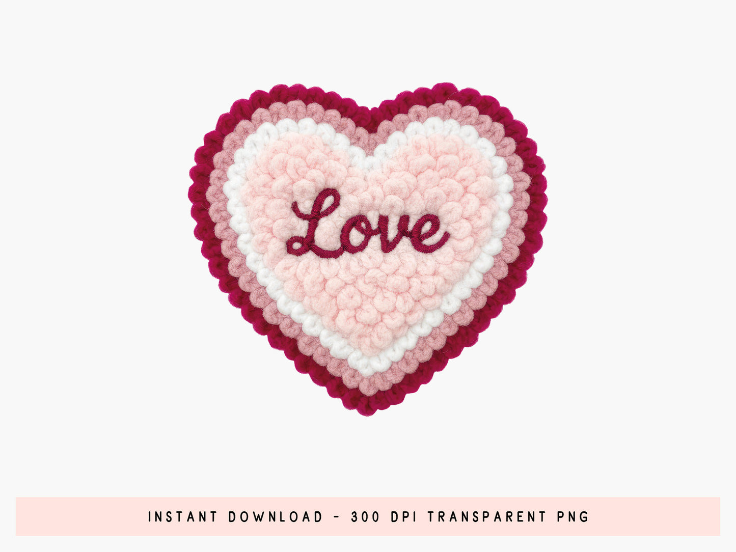 Faux Yarn Love Valentine Sublimation PNG