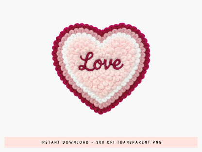 Faux Yarn Love Valentine Sublimation PNG