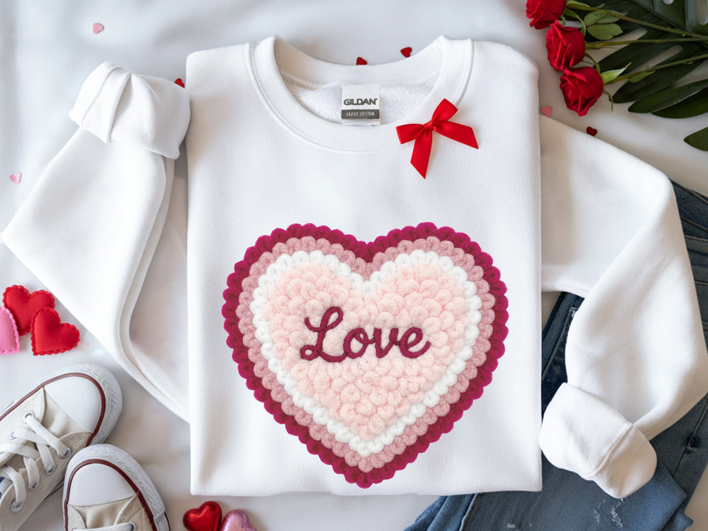 Faux Yarn Love Valentine Sublimation PNG