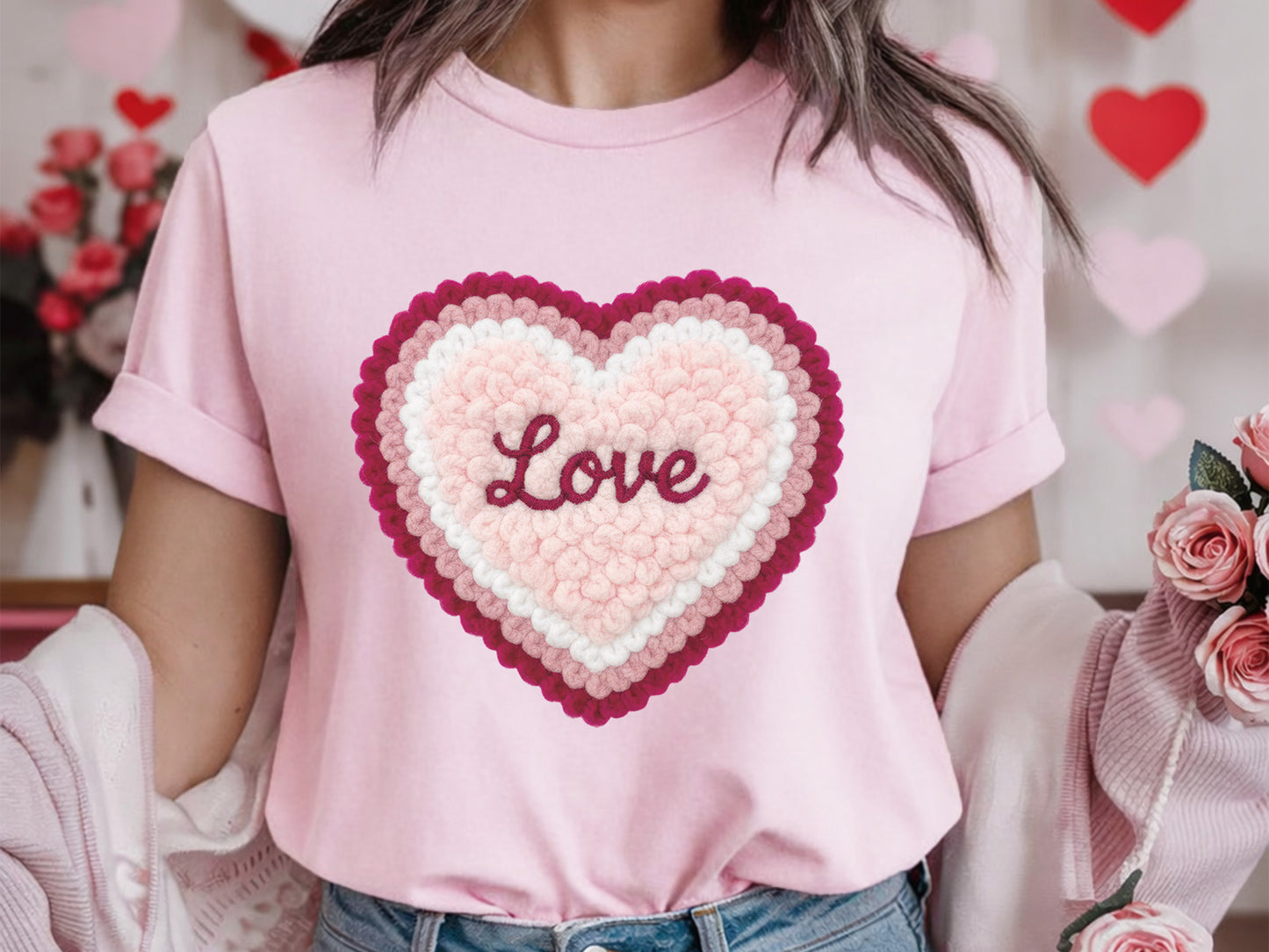 Faux Yarn Love Valentine Sublimation PNG
