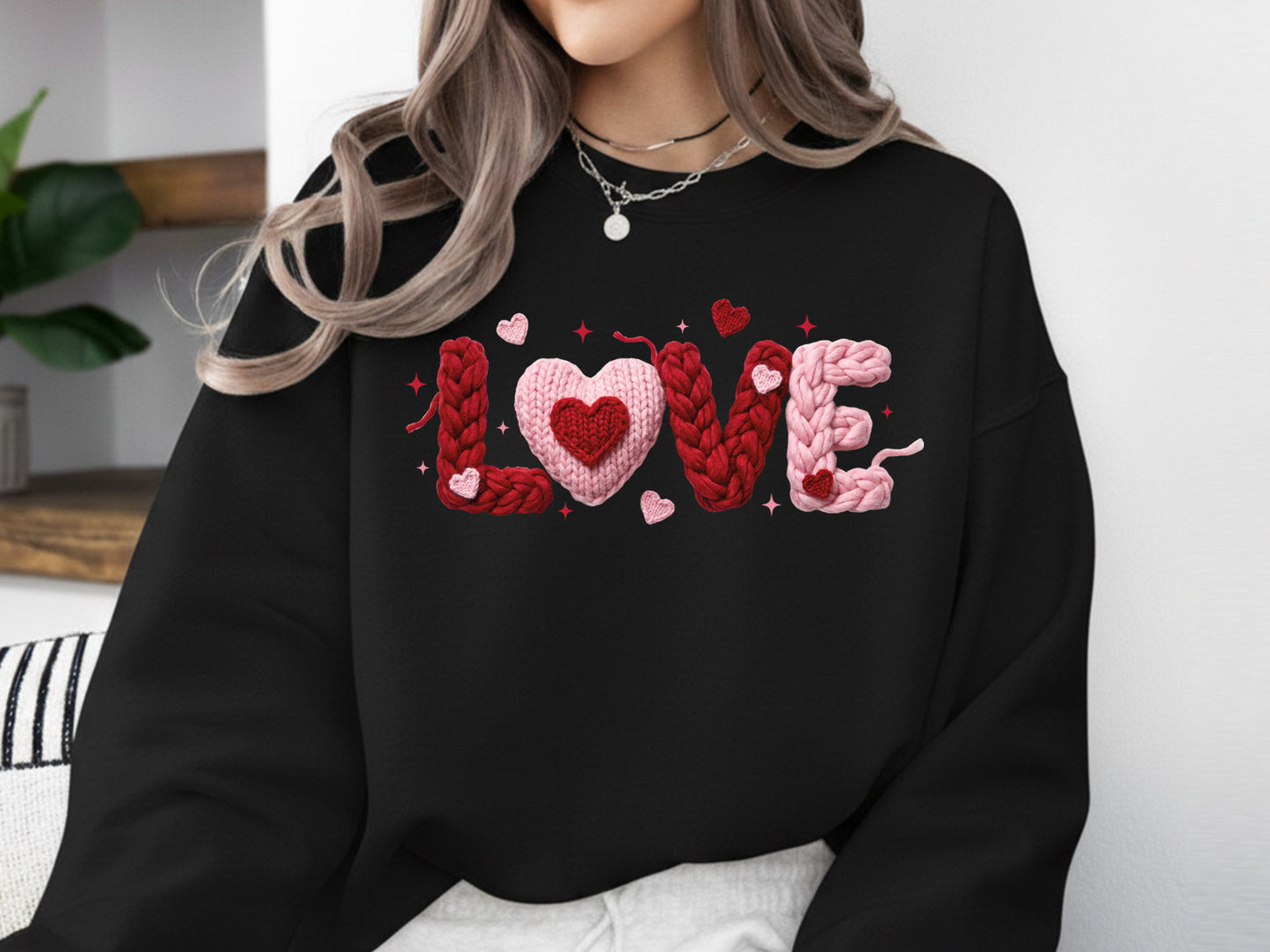 Faux Yarn Love Valentine Sublimation Print