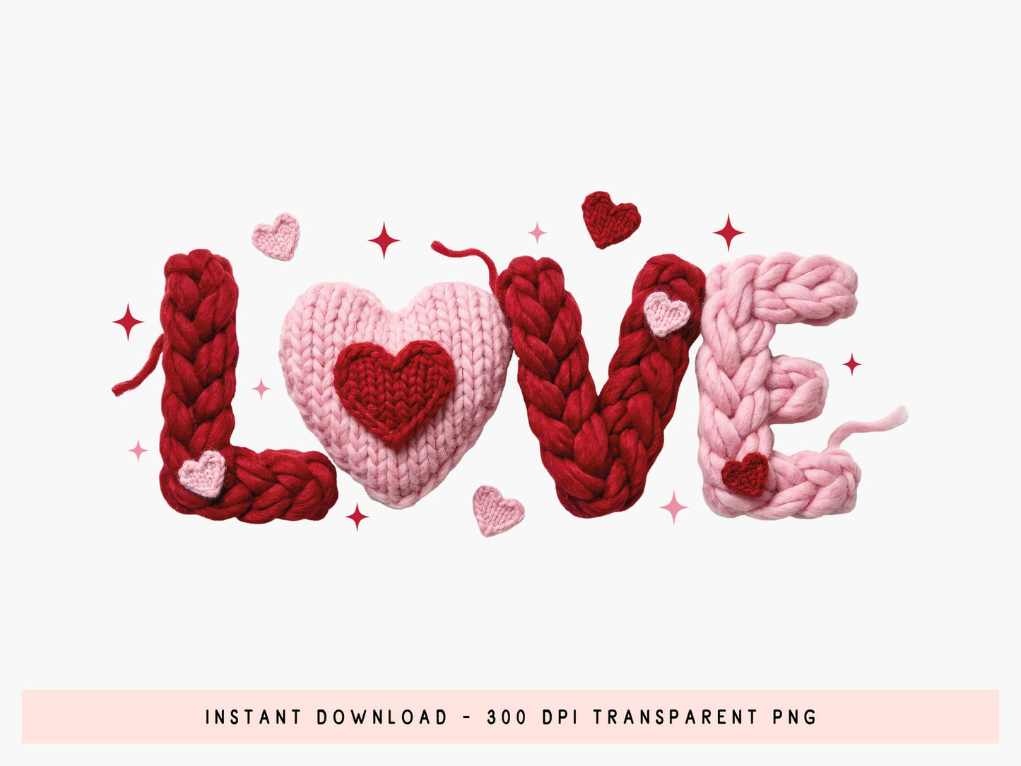 Faux Yarn Love Valentine Sublimation Print