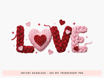 Faux Yarn Love Valentine Sublimation Print