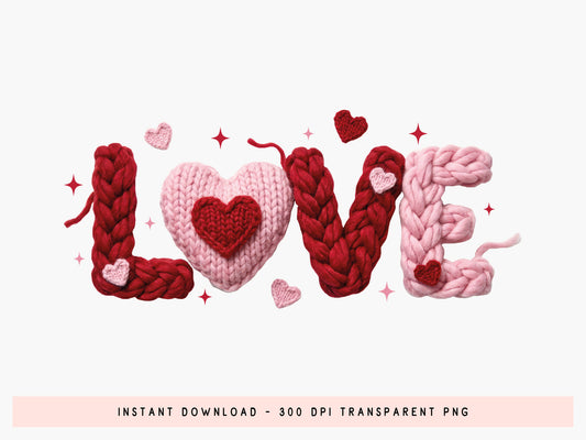 Faux Yarn Love Valentine Sublimation Print