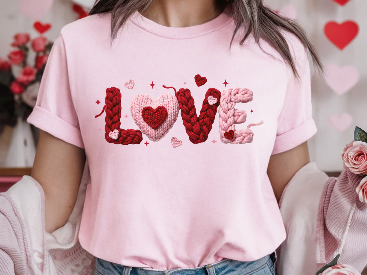 Faux Yarn Love Valentine Sublimation Print