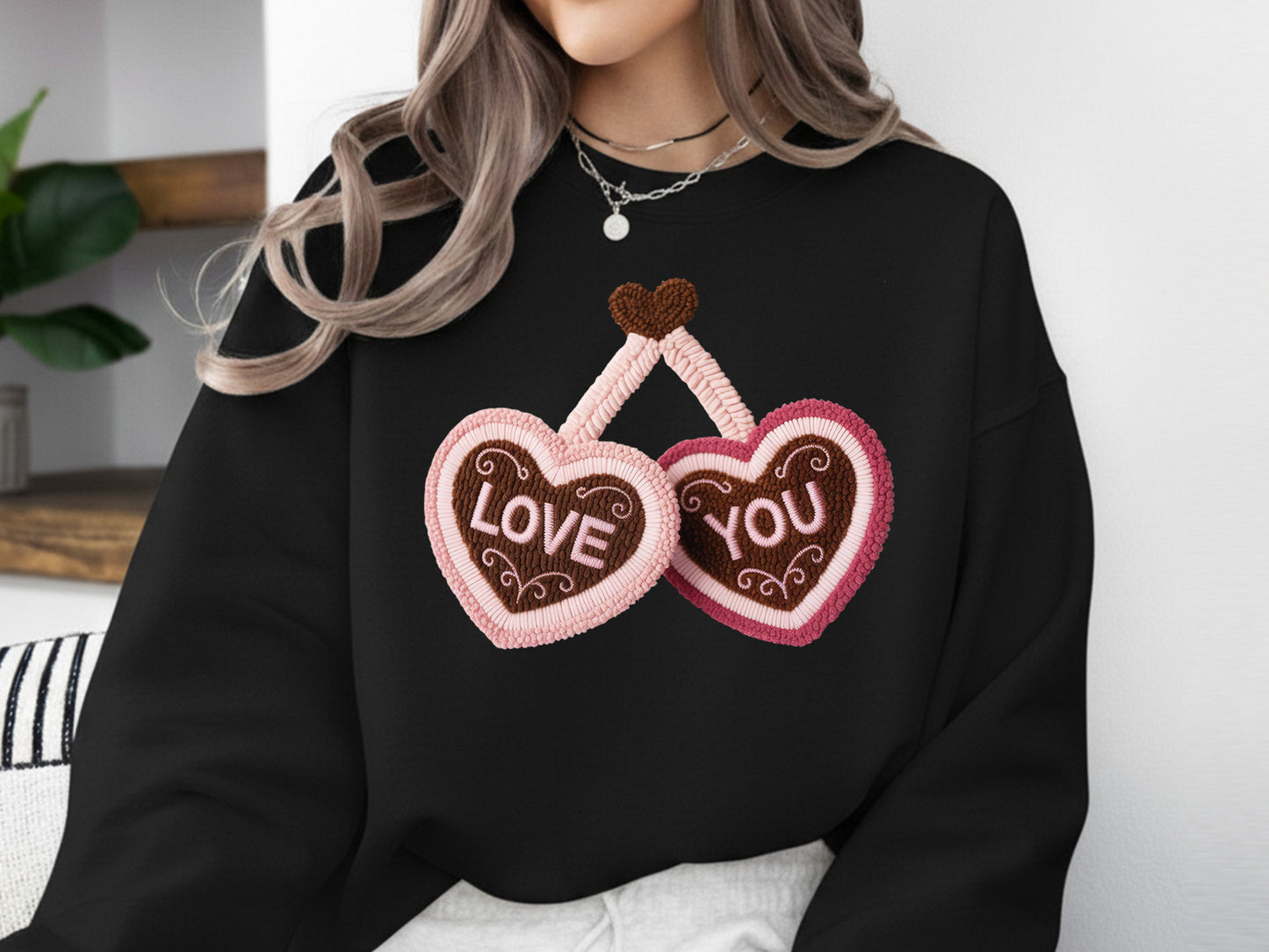 Faux Yarn Love You Valentine PNG Sublimation