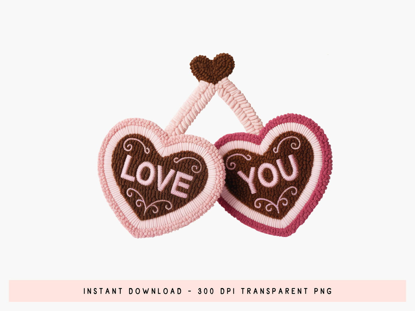 Faux Yarn Love You Valentine PNG Sublimation