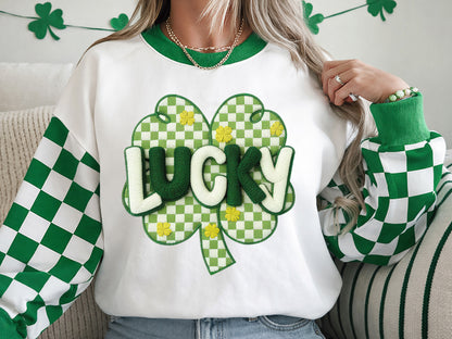 Faux Yarn Lucky Clover St Patrick's Day PNG